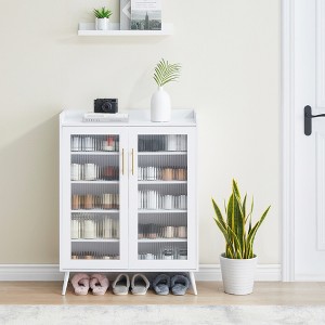 Shoe Cabinet with Glass Doors, 5-Tier Entryway Shoe Organizer Storage Rack with Large Storage and Adjustable Shelves for Hallway, Living Room - 1 of 4