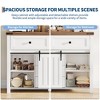Farmhouse Buffet Cabinet, Sideboard Storage Cabinet with 5 Drawers and Sliding Barn Doors, Wood Coffee Bar Table with Adjustable Shelf - 4 of 4
