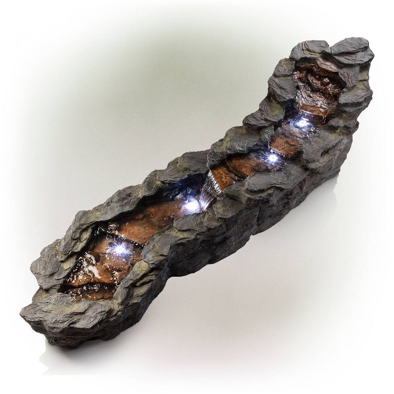 Tiered Rocky River Stream Fountain With White LED Lights - Alpine Corporation, 4 of 7