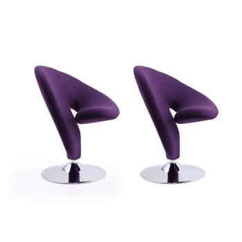 Set of 2 Curl Wool Blend Swivel Accent Chairs - Manhattan Comfort