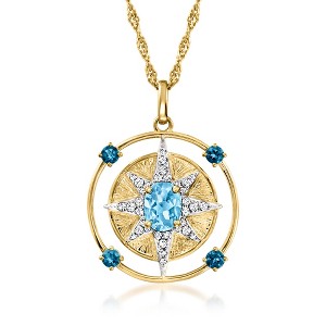 Ross-Simons 3.10 ct. t.w. Blue and White Topaz North Star Pendant Necklace in 18kt Gold Over Sterling Size - 1 of 4