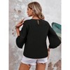Women's Tops Casual Solid Color Comfortable Loose Ruffle Lotus Flared Tiered Sleeve Blouse T-Shirt Round Neck Lace Irregular Hem Tshirt - 4 of 4