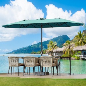 ODK Large Patio Umbrella with Base Included, Double-Sided Rectangle Market Umbrella with Cross Base and Sandbag for Pool Lawn Garden - 1 of 4