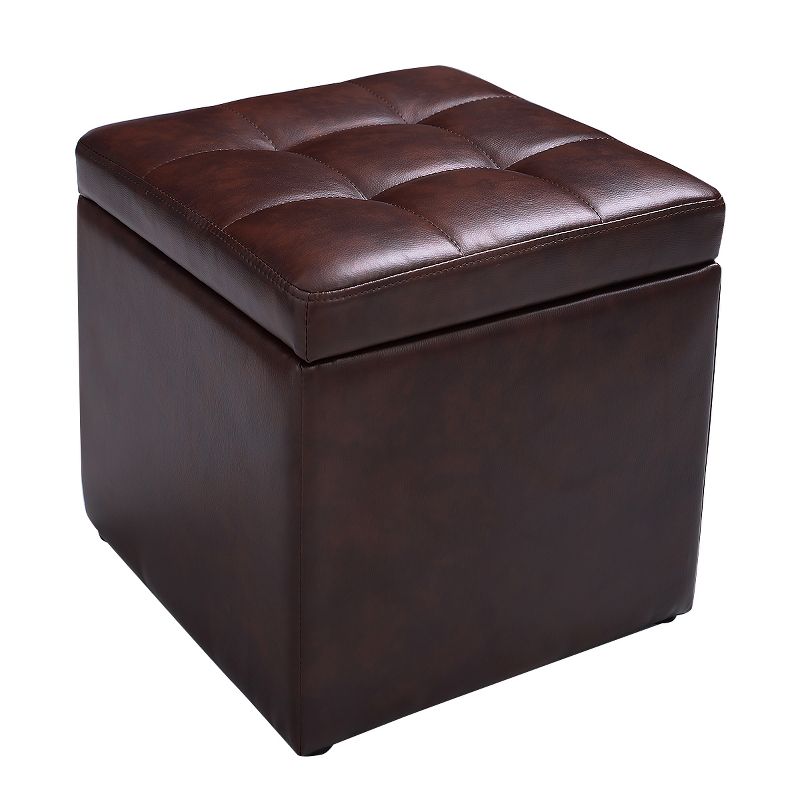 Tangkula 16''Cube Ottoman Storage Box  Pouffe Seat Footstools with Hinge Top, 1 of 8