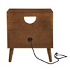 PAGED Nightstand with 2 Drawers and Open Shelf, Modern Wooden Side Table with Outlet, Bedside Storage Cabinet for Bedroom, Living Room - 4 of 4