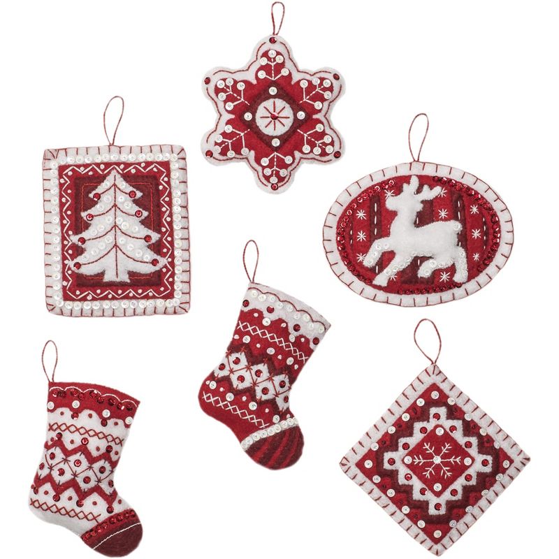 Bucilla Felt Ornaments Applique Kit Set Of 6-Nordic Christmas, 4 of 5