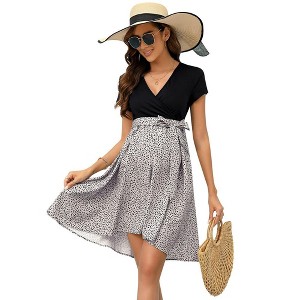 WhizMax Women's Maternity Dress Casual Short Sleeve Summer High Waist A Line Dress for Photoshop Baby Shower - 1 of 4