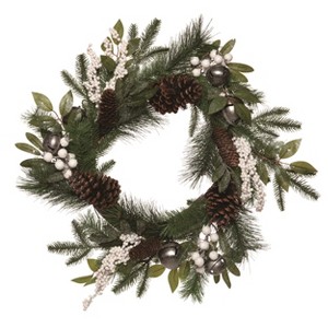 Transpac Artificial 24 in. Multicolor Christmas Rustic Bells Wreath - 1 of 2