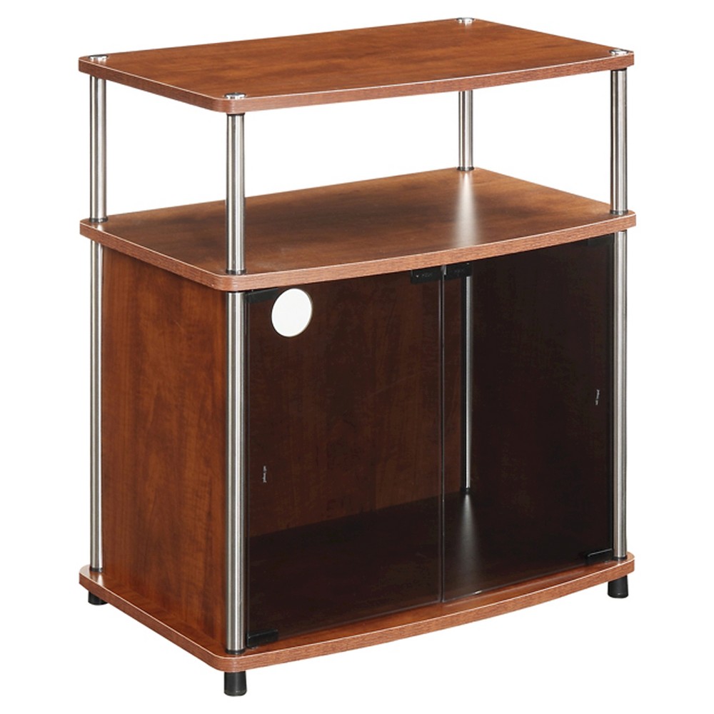 Photos - Display Cabinet / Bookcase Designs2Go TV Stand for TVs up to 25" with Black Glass Storage Cabinet and Shelf Cherry - Breighton Home: Mid-Century Modern