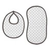 Bacati - Mustache/Plus Muslin 4 pc set of Bibs & Burp Cloths Set, Gray - 3 of 4