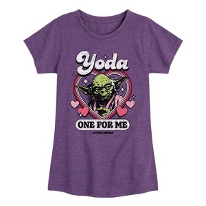 Girls' - Star Wars - Valentine Yoda One For Me Fitted Short Sleeve Graphic T-Shirt - 1 of 4