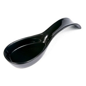 Omniware Simsbury Spoon Rest - Stoneware Kitchen Spoon Holder, Heat-Resistant with Lead-Free Glaze, 8.25” with Arched Handle, Dishwasher Safe (Black) - 1 of 4