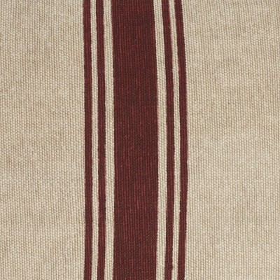 20" Maroon and Beige Cotton Linen Striped Square Throw Pillow