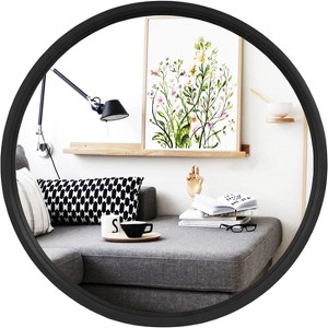 24 Inch Round Wood Mirror, Natural Circle Wall Mirror for Bathroom, Living Room and Bedroom Decor - 1 of 4