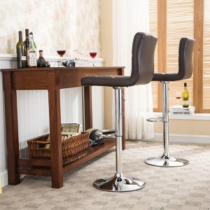 Dolonm Set of 2 35-43.5 in. H Swivel Faux Leather Adjustable Height Bar Stool with Metal Frame & Footrest - 1 of 4