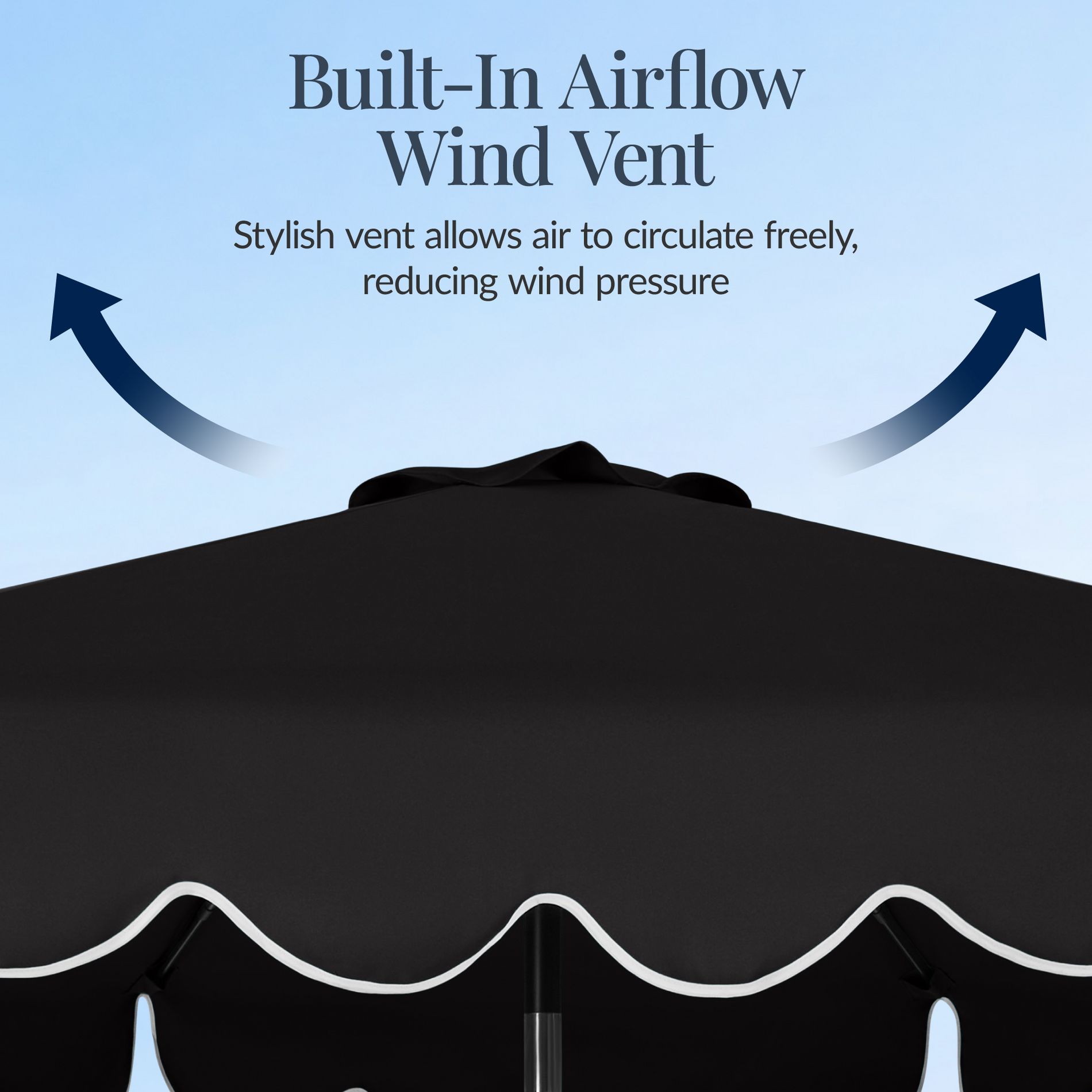Best Choice Products 9ft Patio Market Umbrella with Scallop Trim, Fade-Resistant, Crank & Tilt, Wind Vent - Black