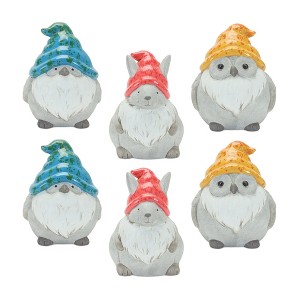Animal Garden Gnome Set of 6 – Terra Cotta Spring Decor Figurines by Melrose - 1 of 4