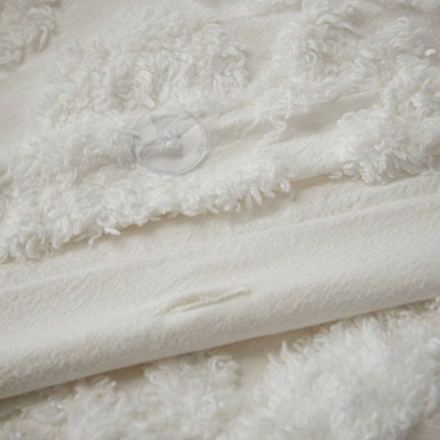 White Tufted Cotton Chenille Damask King Duvet Set
