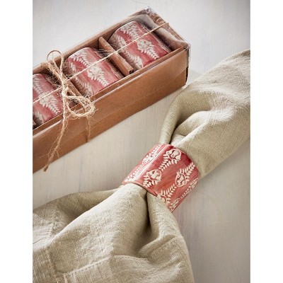 Bloom & Blossom Pink Stoneware Napkin Ring Set of 4
