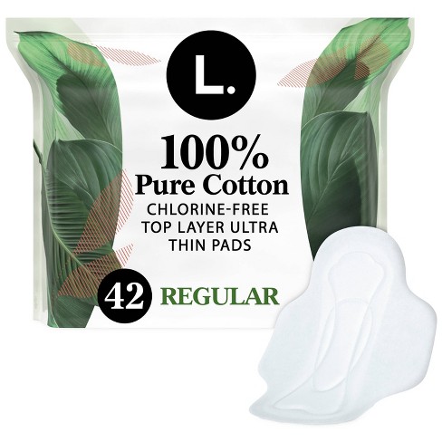 L Organic Cotton Topsheet Ultra Thin Regular Absorbency Pads With Wings 42ct Target