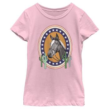 Girl's Lost Gods Horse Star Frame Portrait T-Shirt