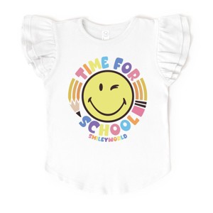 The Juniper Shop SmileyWorld Time For School Flutter Sleeve Tee - 1 of 4