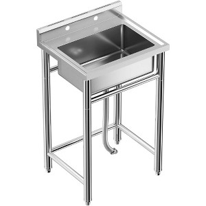 28"x24"x40" Stainless Steel Commercial Sink Kitchen Utility Sink 1 Compartment Large Capacity - 1 of 4