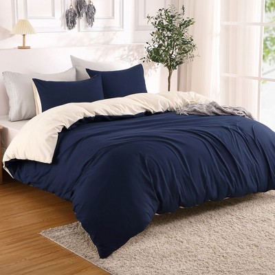 Reversible Duvet Cover Set, 3pc Ultra Soft Double Brushed Microfiber Duvet Cover Set