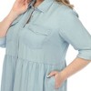 White Mark Plus Size Long Sleeve Tiered Midi Shirt Dress - 4 of 4
