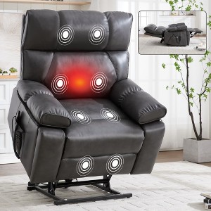 PAGED Power Lift Recliner Chair, Heating Massage Chair with Cup Holder and Side Pocket, Chenille Accent Chair for Bedroom, Living Room - 1 of 4