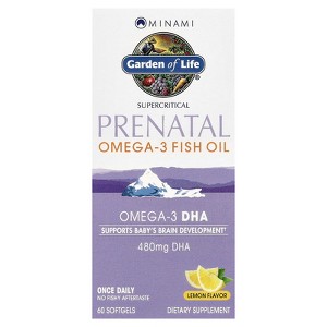 Minami Nutrition Supercritical Prenatal, Omega-3 Fish Oil, Lemon, 60 Softgels - 1 of 4