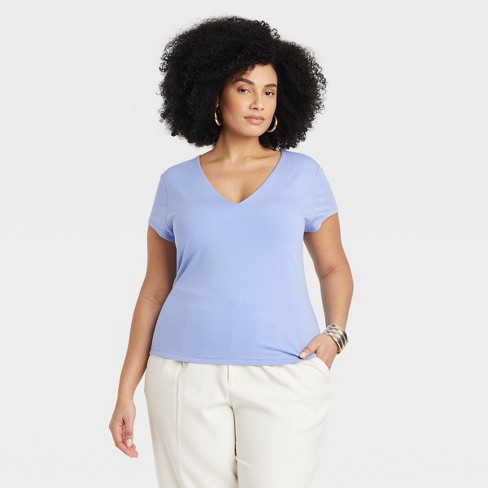 Women's Slim Fit Short Sleeve Ribbed T-shirt - A New Day™ : Target