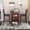 Costway 3PCS Pub Dining Table Set w/ Storage Shelves&2 Upholstered Chairs Walnut - 3 of 4