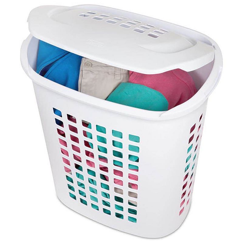 Sterilite Bushell 24 in Tall Lift Top XL Laundry Basket Hamper, White (4 Pack), 5 of 7