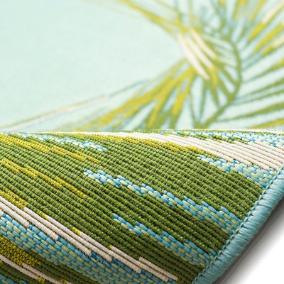 Marina Palm Aqua Indoor/Outdoor Flatwoven Rug 24"x5"