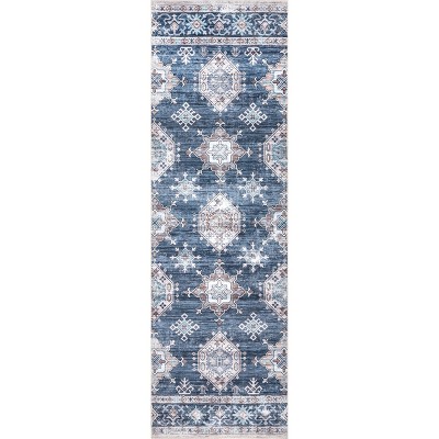 Finley Blue Vintage Distressed Washable Runner Rug
