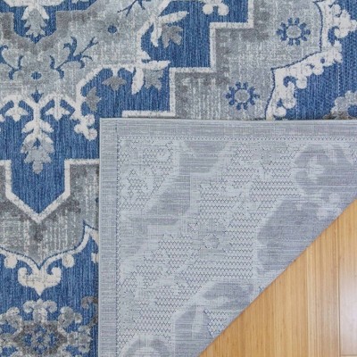 Fosel Arasi Blue/Gray 5' x 7' Easy Care Synthetic Area Rug