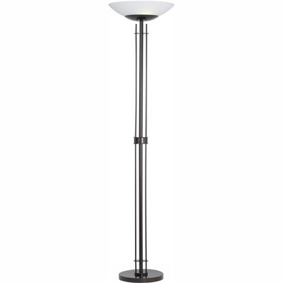 Possini Euro Design Modern Torchiere Floor Lamp Dark Bronze Frosted Glass Shade for Living Room Bedroom Office Uplight