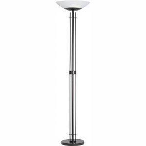 Possini Euro Design Modern Torchiere Floor Lamp 72" Tall Dark Bronze Frosted Glass Shade for Living Room Bedroom Office House - 1 of 4