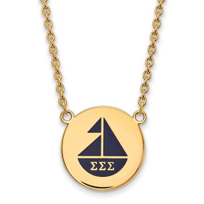 Black Bow Jewelry 14k Yellow Gold Plated Sterling Silver Sigma Sigma Sigma Greek Life Necklace 18 Inch