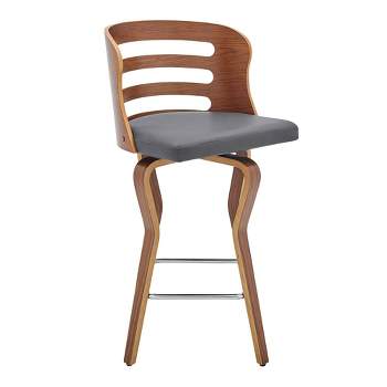 26" Verne Counter Stool with Faux Leather and Wood Finish - Armen Living
