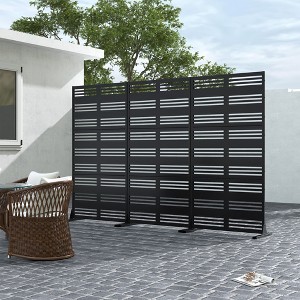 Harold Wide-One Narrow-Two B-Style Louvered Black Galvanized Steel Screen 183x90x40cm - 1 of 4