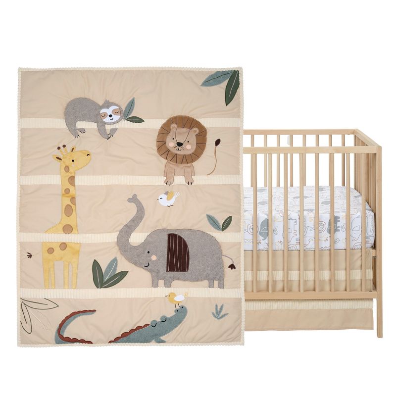 Lambs & Ivy Jungle Story 3-Piece Infant Safari Tan Baby Crib Bedding Set, 1 of 11