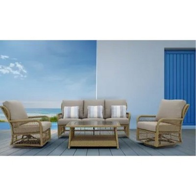 Positano 40" Brown Aluminum and Wicker Outdoor Coffee Table
