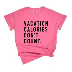 Simply Sage Market Women's Vacation Calories Dont Count Short Sleeve Garment Dyed Tee - 1 of 2