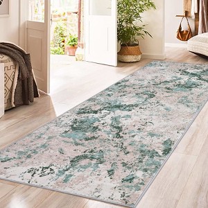 Area Rug Machine Washable Boho Carpet Non Slip Abstract Vintage Indoor - 1 of 4
