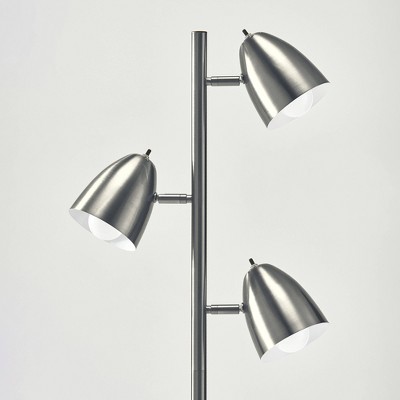 Jacob Adjustable 3-Light Nickel Floor Lamp with Google Assistant