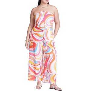 ELOQUII Women's Plus Size Printed Wide Leg Pant - 1 of 4