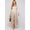 PinkBlush Cream Floral Smocked Long Sleeve Maternity Maxi Dress - 4 of 4