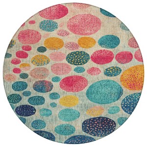 Teal Blue And Pink Geometric Washable Indoor Outdoor Area Rug - 1 of 4